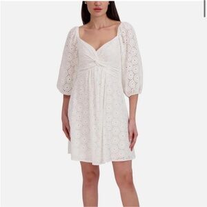 Julia Jordan White Eyelet Twist Front Dress SZ 8
